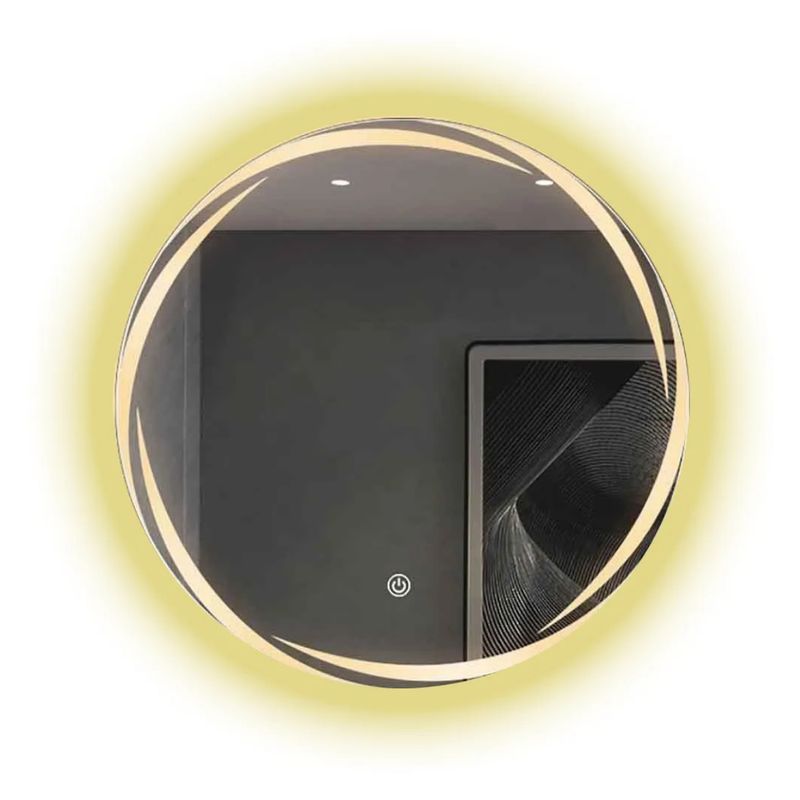 GENERICO - Espejo baño redondo 60x60 luz led amarilla figura Casa Viva
