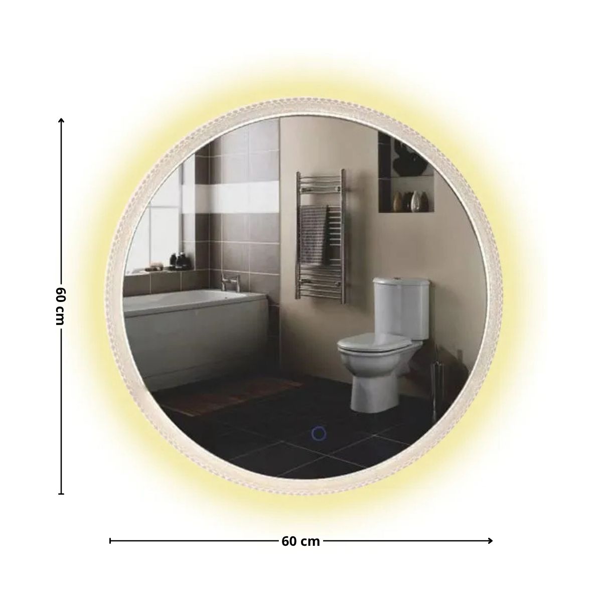 GENERICO - Espejo baño redondo plateado 60x60 con luz led Casa Viva