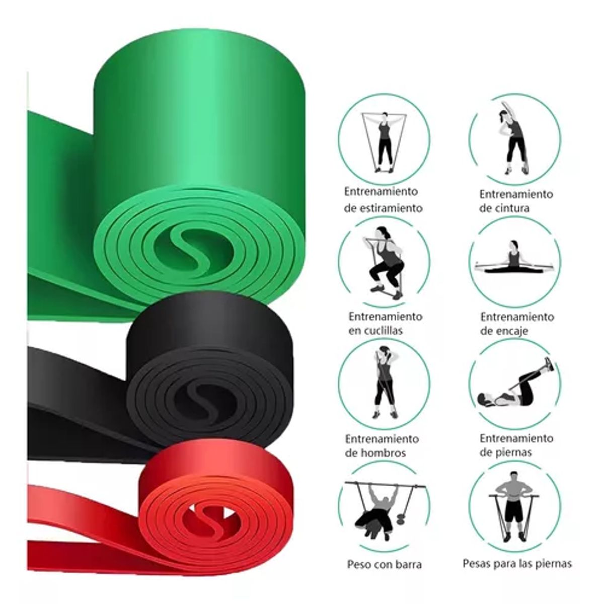 GENERICO - Kit de bandas elásticas de resistencia pull up CrossFit 3 piezas