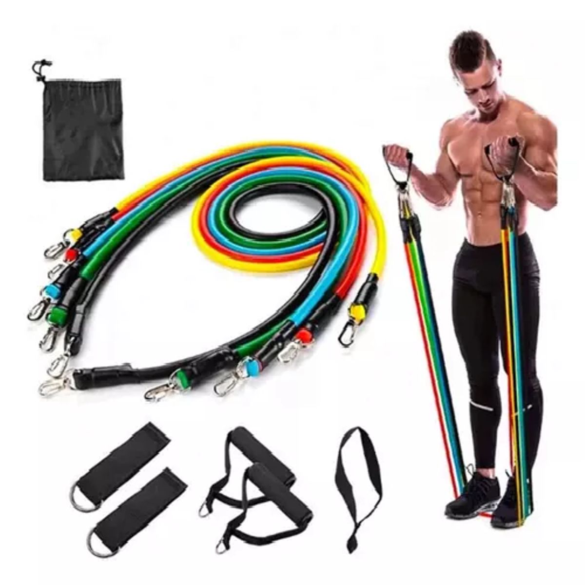 GENERICO - Set de 5 bandas elásticas de resistencia tubulares