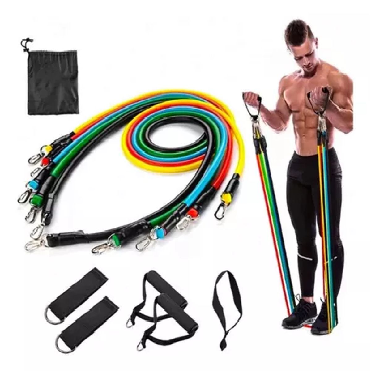 GENERICO - Set de 5 bandas elásticas de resistencia tubulares