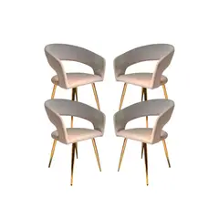 HABITA2 CHILE - Pack 4 Sitial Florencia Patas Doradas - Beige