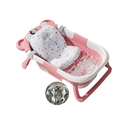 Imagen 2 del producto Tina Bañera Plegable Gato Perro Con Termómetro Rosa