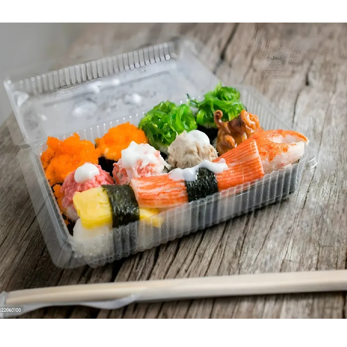 140 Bandejas Plastica Para Sushi Envase Transparente 3 Rolls Bandejas Desechables Envase Plástico, marca PASTELERIUSCL - Foto 2