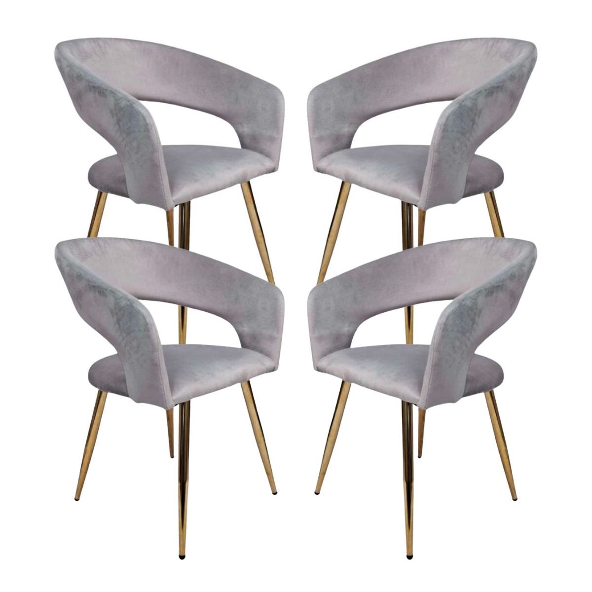 HABITA2 CHILE - Pack 4 Sitial Florencia Patas Doradas - Gris