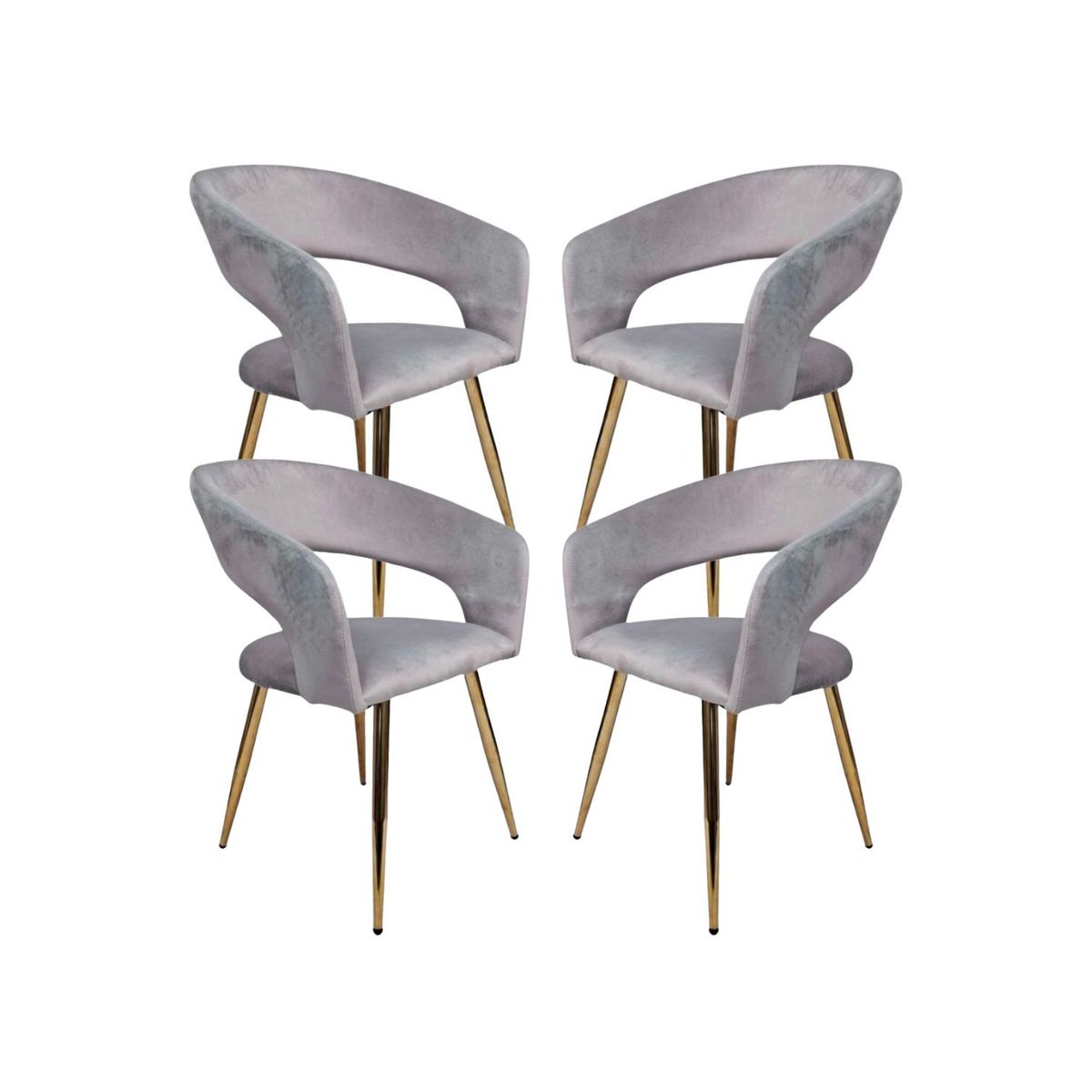 HABITA2 CHILE - Pack 4 Sitial Florencia Patas Doradas - Gris