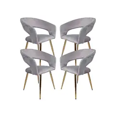 HABITA2 CHILE - Pack 4 Sitial Florencia Patas Doradas - Gris