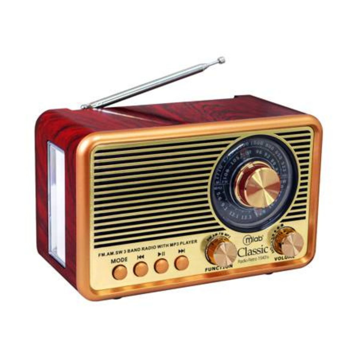 MICROLAB - RADIO PORTATIL RECARGABLE RETRO MICROLAB CLASSIC  1940`S MADERA