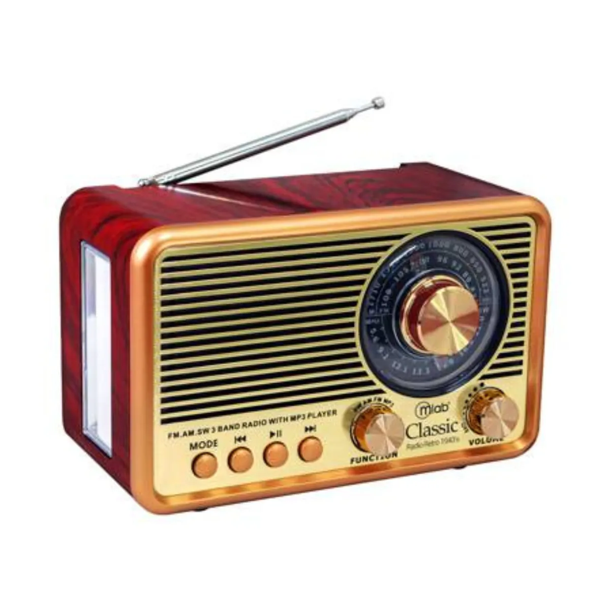 MICROLAB - RADIO PORTATIL RECARGABLE RETRO MICROLAB CLASSIC  1940`S MADERA