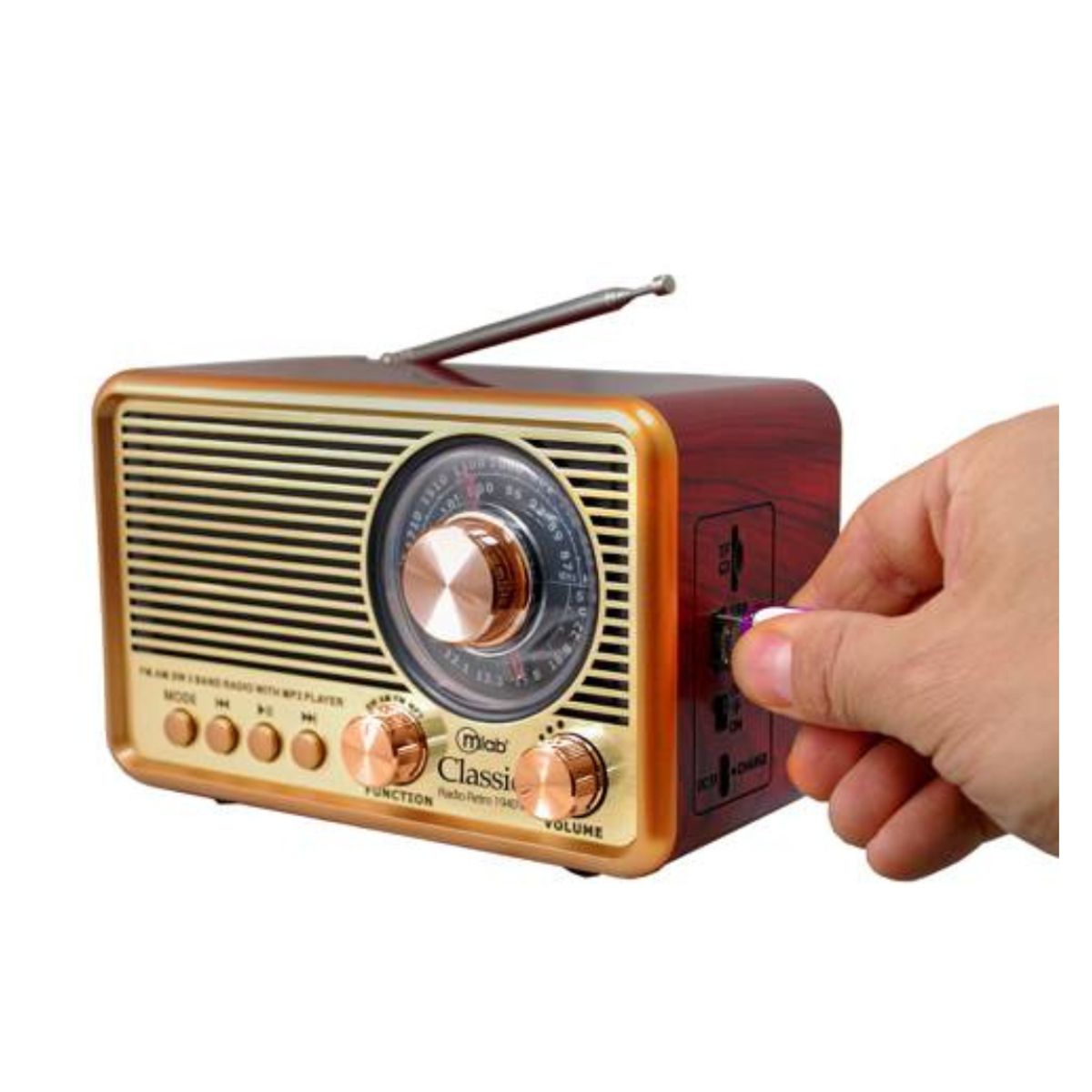 MICROLAB - RADIO PORTATIL RECARGABLE RETRO MICROLAB CLASSIC  1940`S MADERA