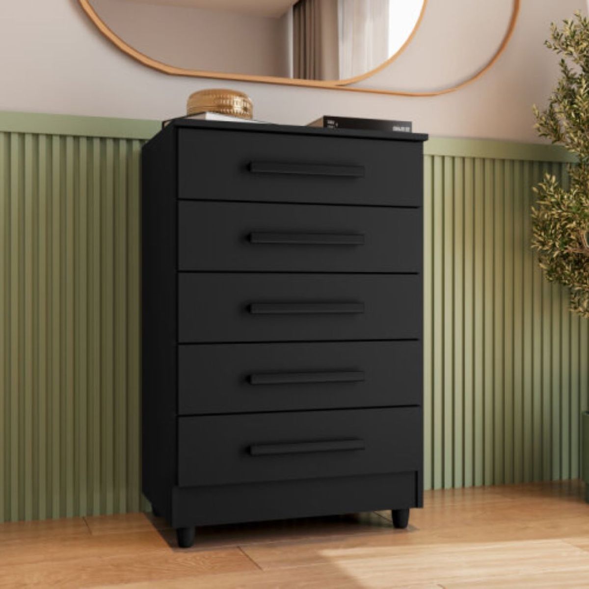 TAHUARI - Comoda 5 cajones Paola preto