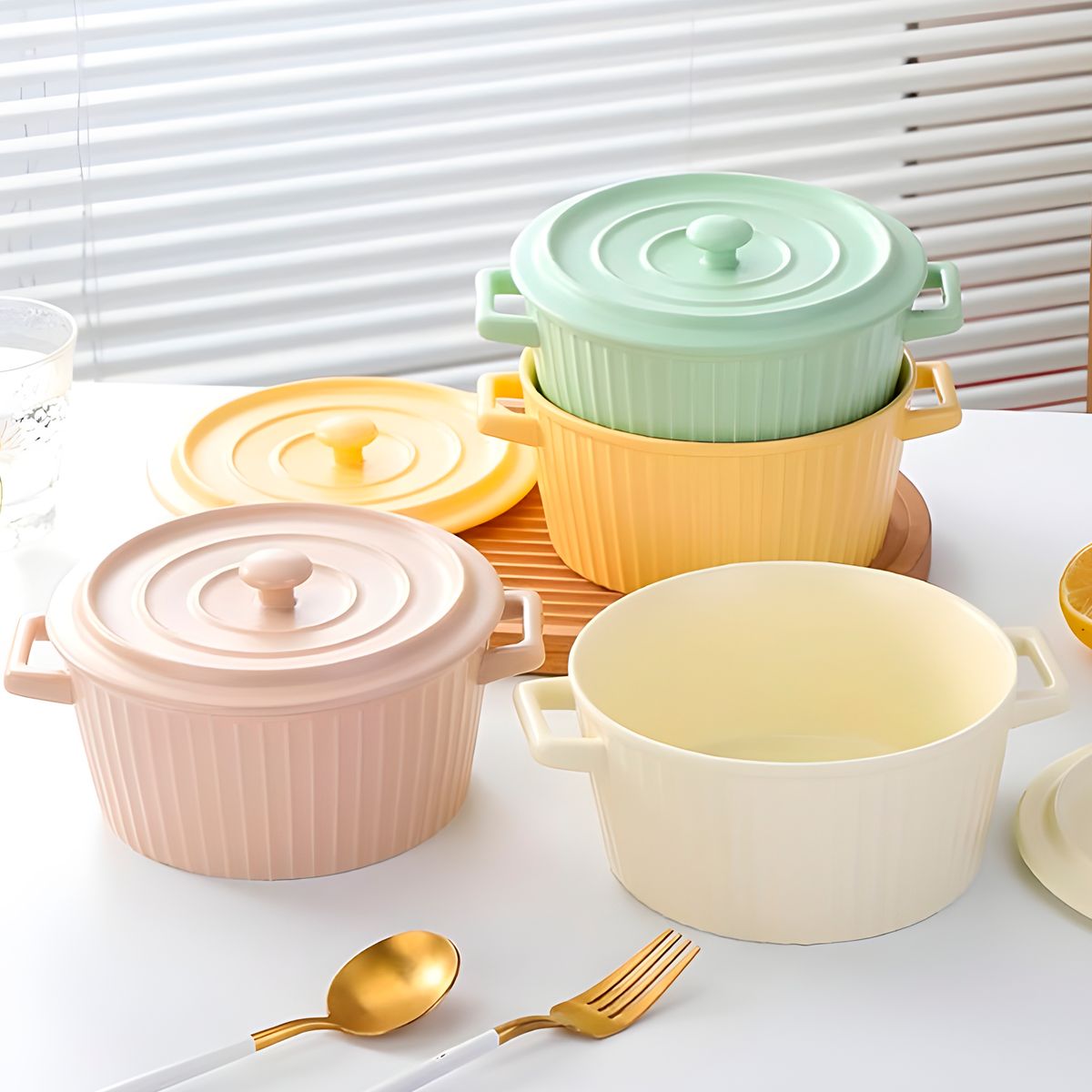 GENERICO - Cacerola Cuenco Olla Cerámica 21x95 Cm Tapa Cocina Horno Color Rosa