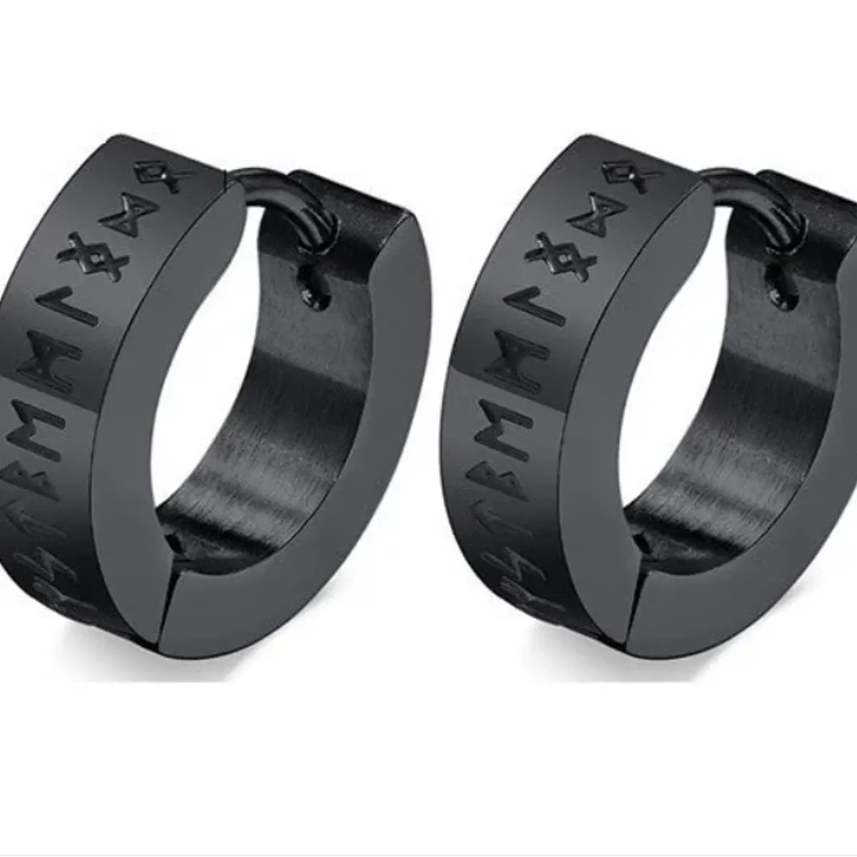 GENERICO - Aros Vikingos Punk Black Runas Vikingas Hombre Mujer