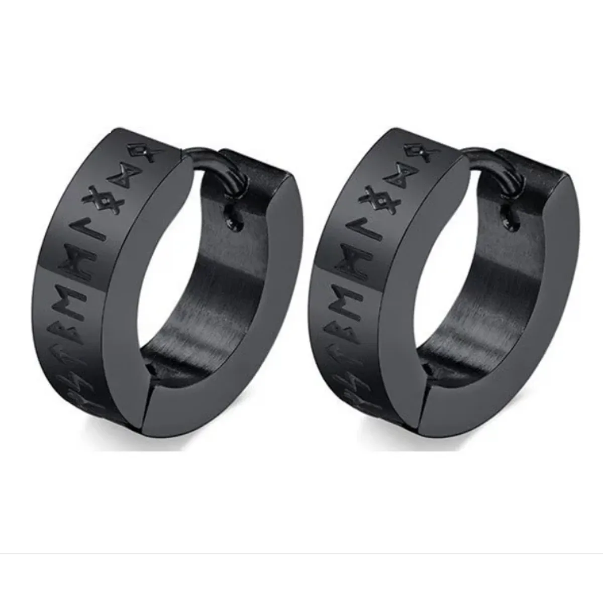 GENERICO - Aros Vikingos Punk Black Runas Vikingas Hombre Mujer