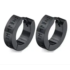 GENERICO - Aros Vikingos Punk Black Runas Vikingas Hombre Mujer