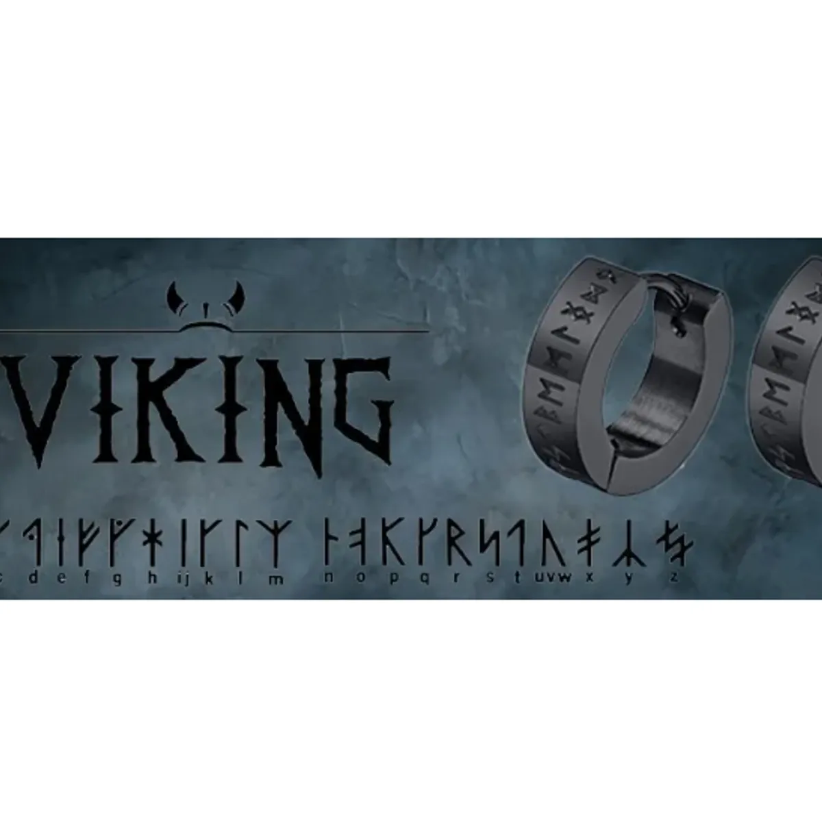 GENERICO - Aros Vikingos Punk Black Runas Vikingas Hombre Mujer