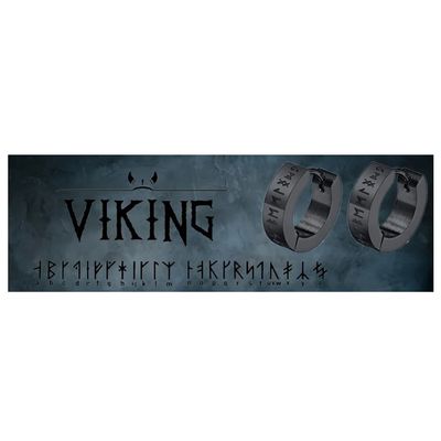 Imagen 2 del producto Aros Vikingos Punk Black Runas Vikingas Hombre Mujer