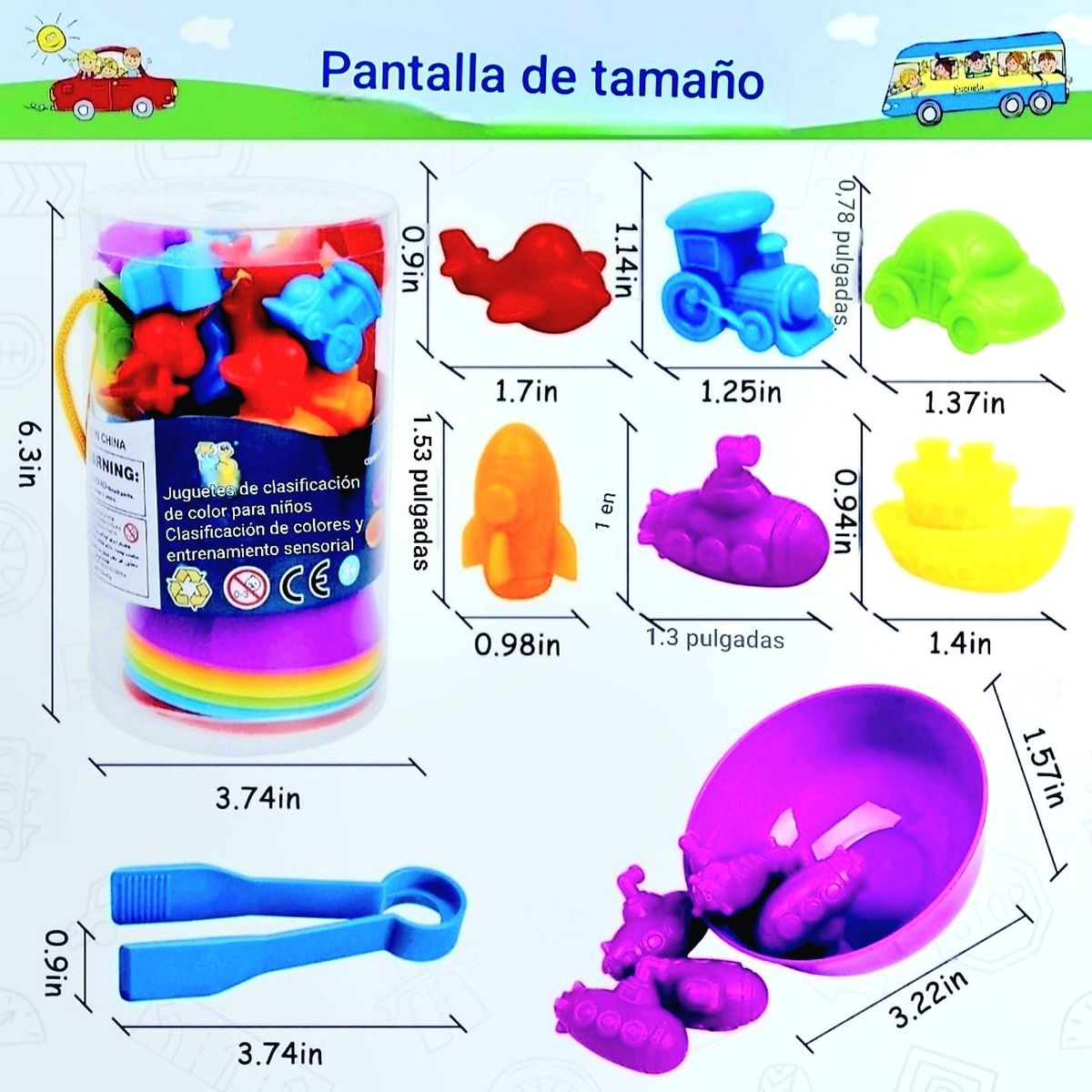 GENERICO - Juego Educativo De Clasificación Transportes Conteo Clores