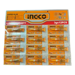 INGCO - Pack 12 Adhesivo Instantáneo Pegamento Transparente HSGU3122