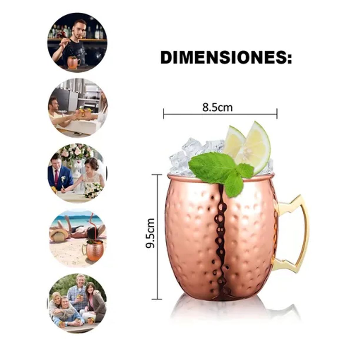 GENERICO - Pack de 2 mugs de cobre para tragos Moscow Mule y mojito