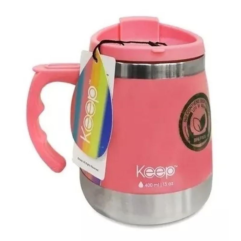 GENERICO - Taza térmica Keep Indoor color rosa 400 ml