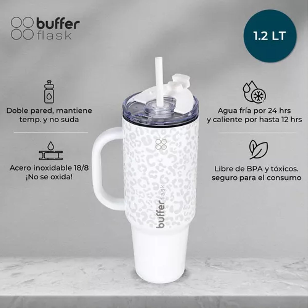 GENERICO - Vaso térmico mug Buffer 12 L acero inoxidable frío y calor