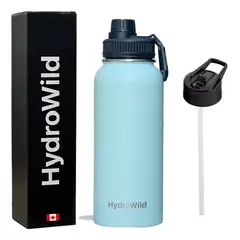 GENERICO - Botella térmica de 1 litro inoxidable Hydrowild 1000 ml color celeste