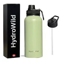 GENERICO - Botella térmica de 1 ltrs inoxidable Hydrowild 1000 ml color verde