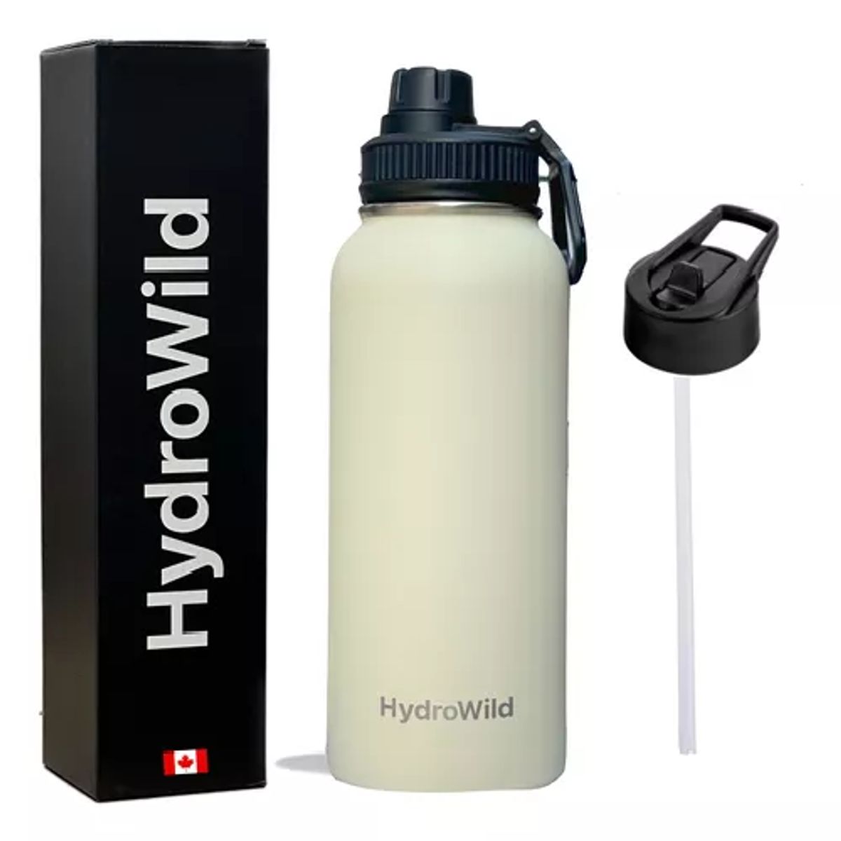 GENERICO - Botella térmica de 1 litro inoxidable Hydrowild 1000 ml color marfil