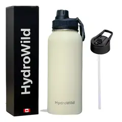 GENERICO - Botella térmica de 1 litro inoxidable Hydrowild 1000 ml color marfil
