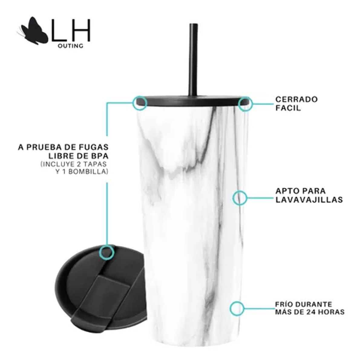 GENERICO - Vaso térmico mug LH 700 lt acero inoxidable marmoleado