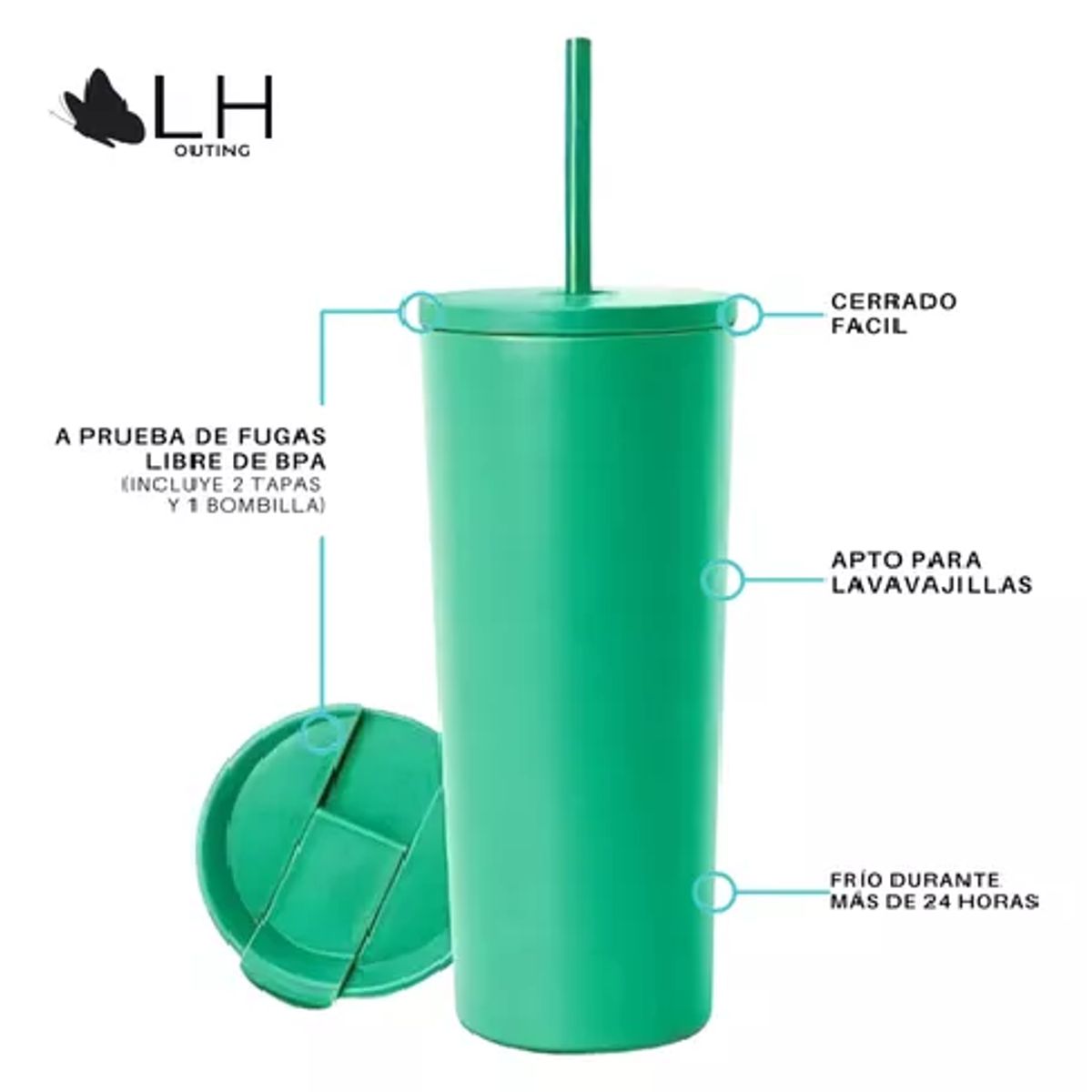 GENERICO - Vaso térmico mug LH 700 lt acero inoxidable verde menta