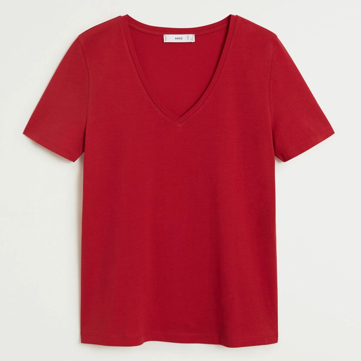 MANGO - Polera Algodón Orgánico Cuello V Mujer Mango