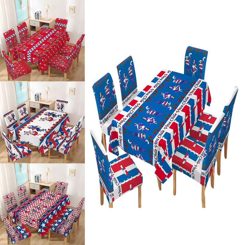 GENERICO - Set Dieciocho Mantel + 6 Funda De Sillas Fiestas Patrias