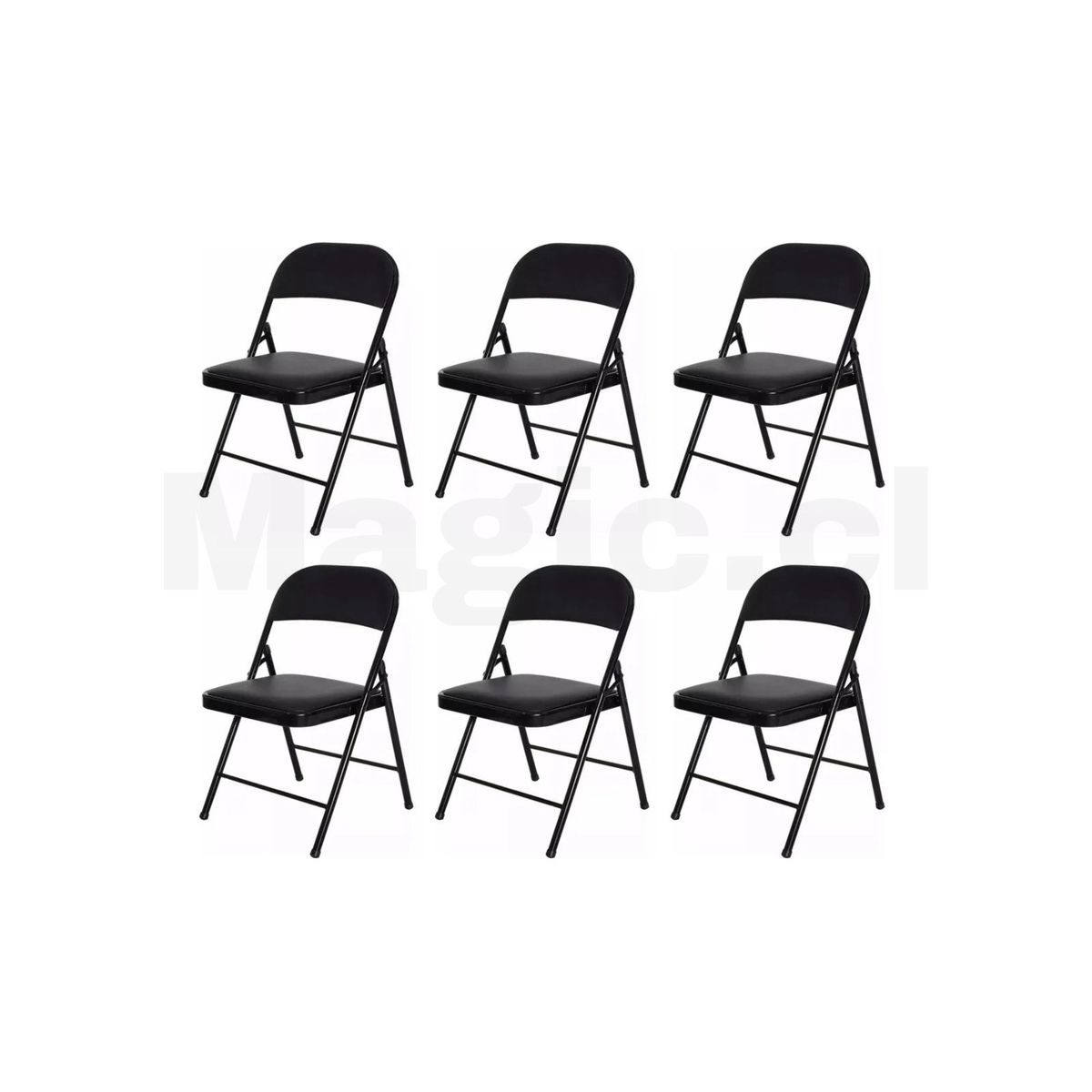 GENERICO - Pack 6 Sillas Plegables Acolchadas- Negras