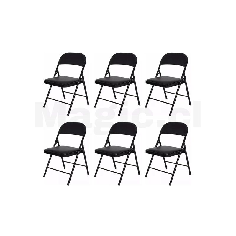 GENERICO - Pack 6 Sillas Plegables Acolchadas- Negras