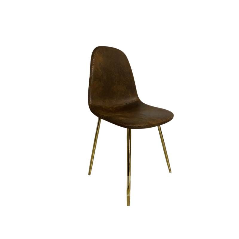 GENERICO - Silla Paris Ecocuero Vintage Patas Doradas - Cafe