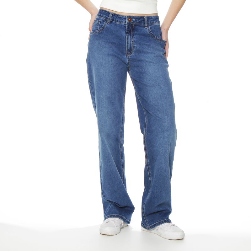 WADOS - JEANS RECTO TIRO ALTO PRETINA BASICA 1 BOTON