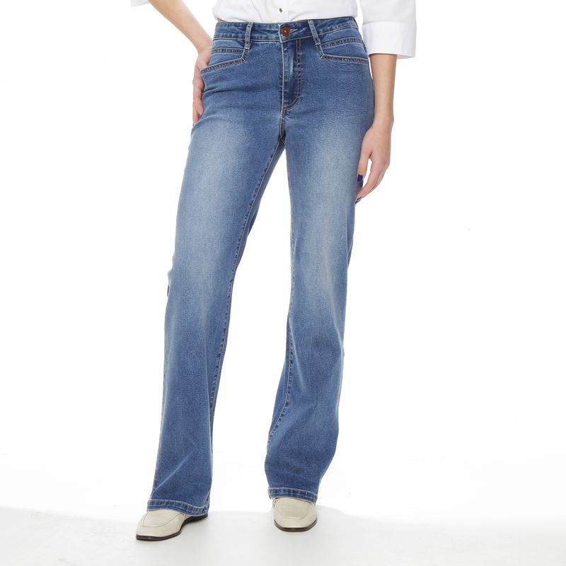WADOS - JEANS RECTO TIRO ALTO PRETINA BASICA 1 BOTON