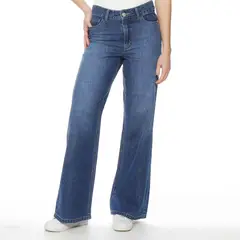 WADOS - JEANS WIDE LEG TIRO ALTO PRETINA BASICA 1 BOTON