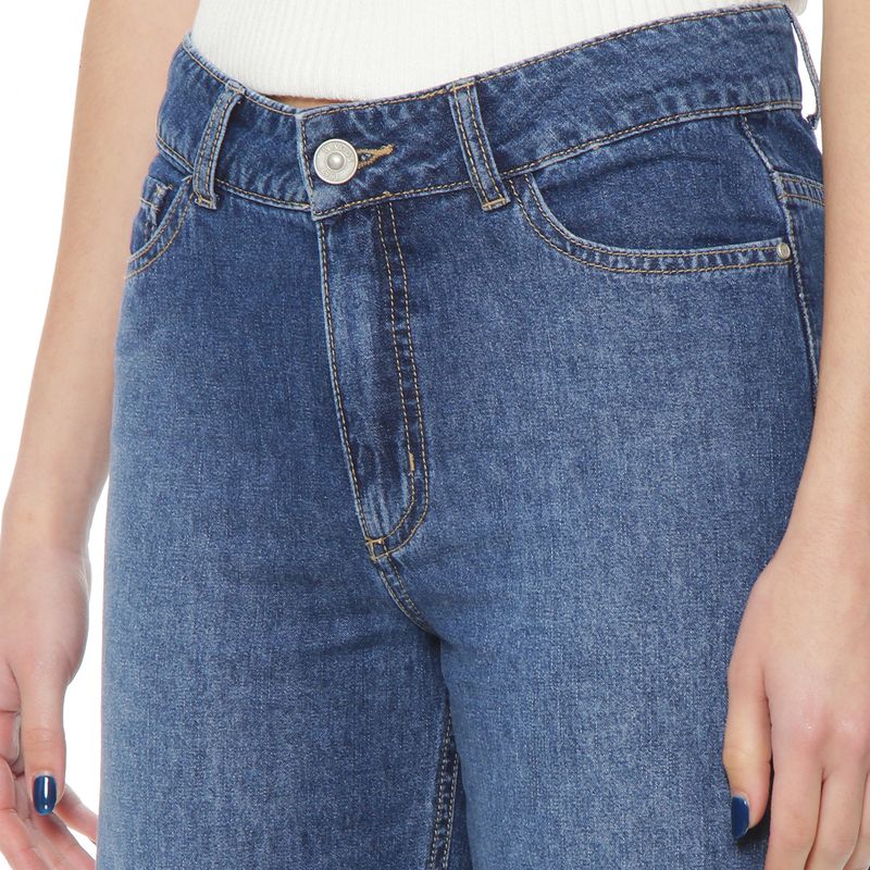 WADOS - JEANS WIDE LEG TIRO ALTO PRETINA BASICA 1 BOTON