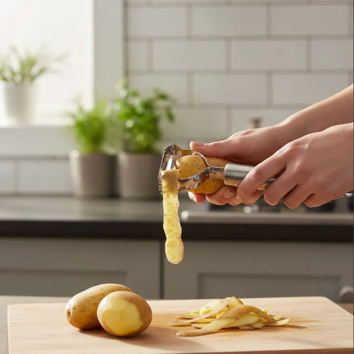 GENERICO - Pelador Cocina 2 En 1 Inox Cuchilla Movil Frutas Verduras