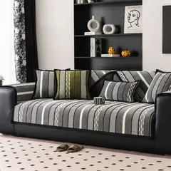 GENERICO - Funda Sofa Mat Kit 3 Fundas GRIS Diseño Líneas Zigzag TF