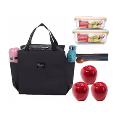 GENERICO - Lonchera térmica portátil para almuerzo 25x25 cm color negro