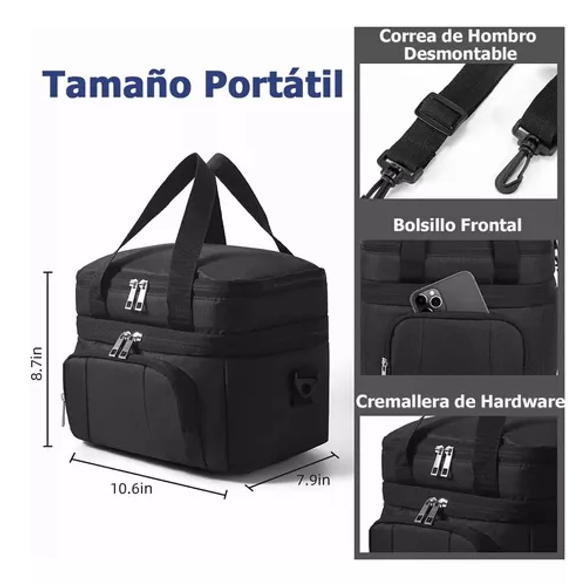 GENERICO - Lonchera escolar impermeable 10 L gran capacidad y bandolera