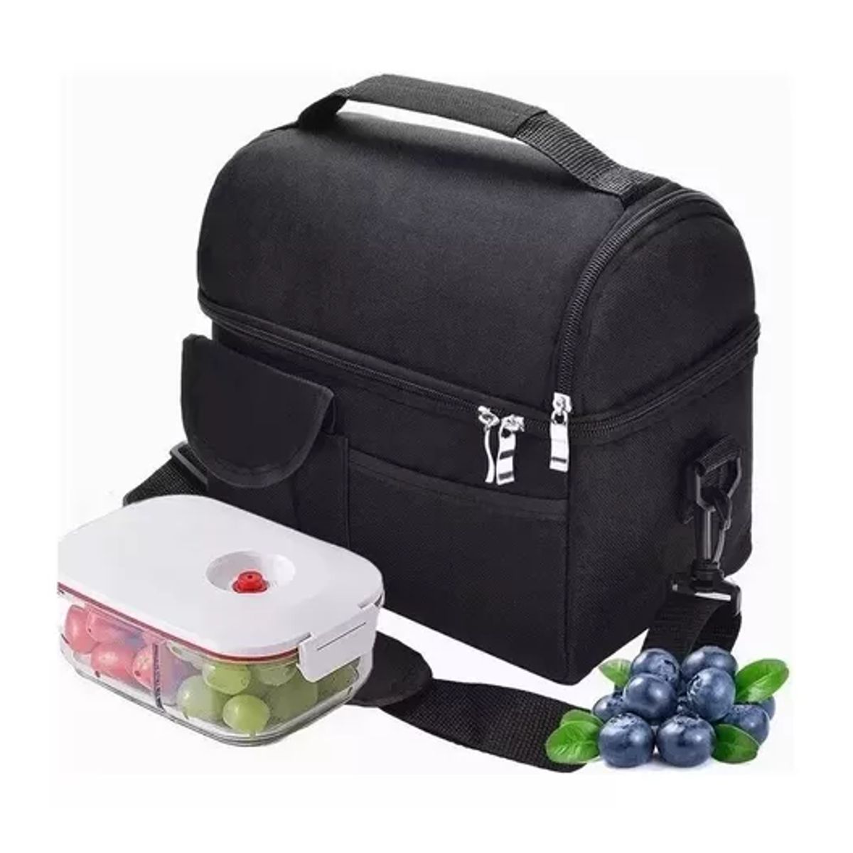 GENERICO - Bolsa de almuerzo portátil con gran capacidad color negro