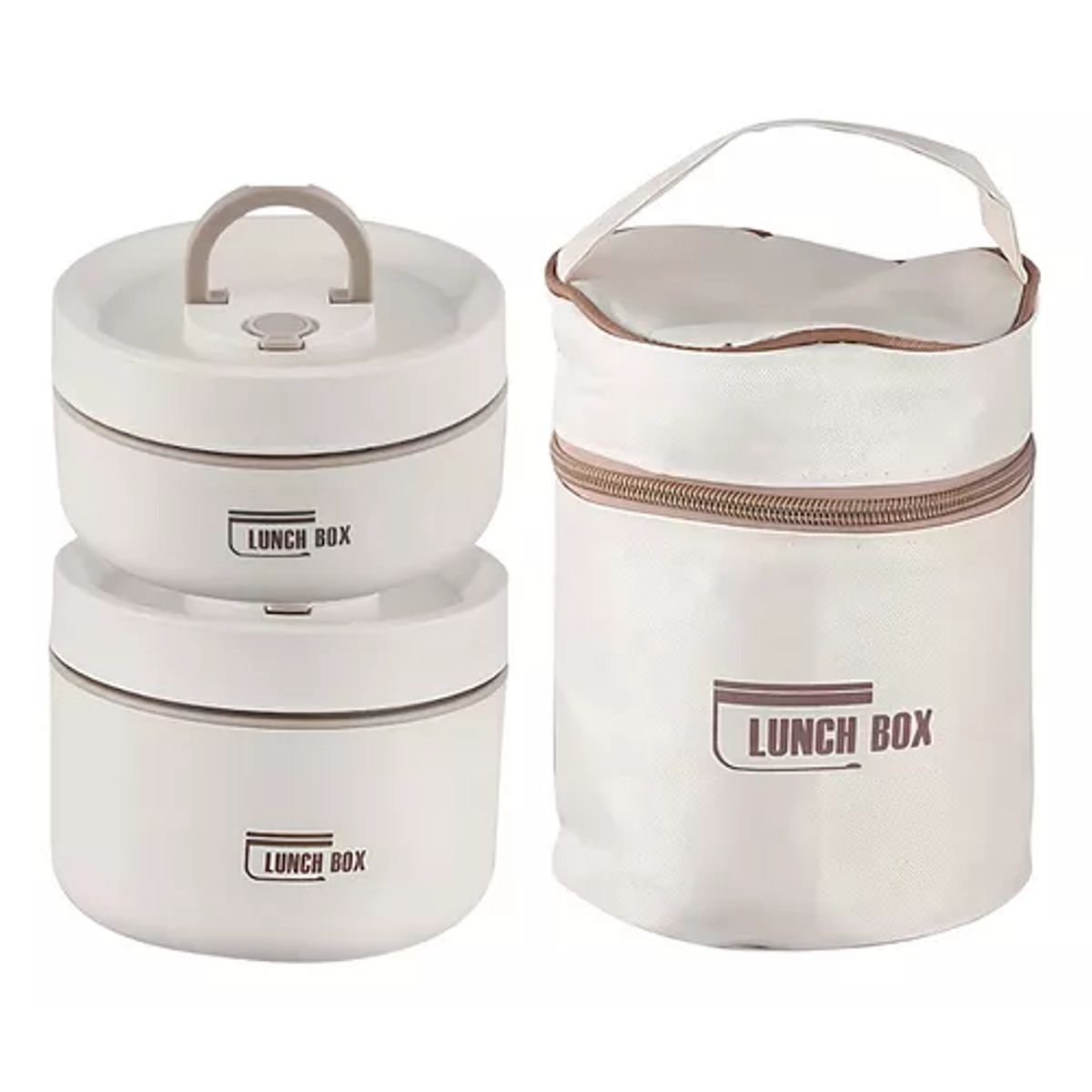 GENERICO - Lonchera doble con aislante térmico 2 niveles color beige