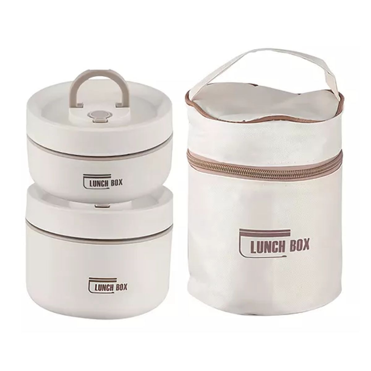 GENERICO - Lonchera doble con aislante térmico 2 niveles color beige