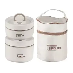 GENERICO - Lonchera doble con aislante térmico 2 niveles color beige