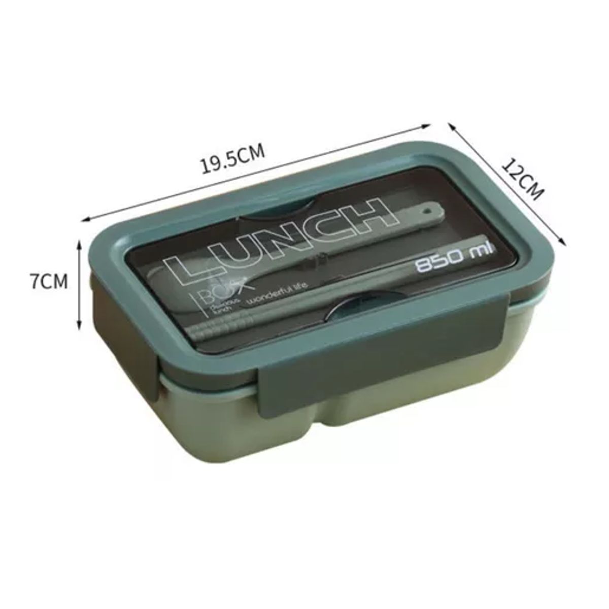 GENERICO - Lonchera lunchbox de 2 niveles con cuchara y palitos de sushi 850 ml color verde